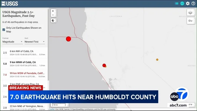 Tsunami Warning 7.0 earthquake was felt as far south as San Francisco