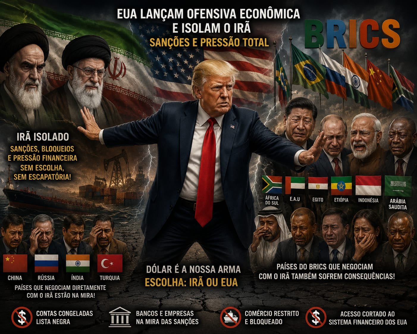 NOVA OFENSIVA DOS EUA CONTRA O IRÃ COLOCA BRASIL E BRICS DIANTE DE UM NOVO CENÁRIO ECONÔMICO