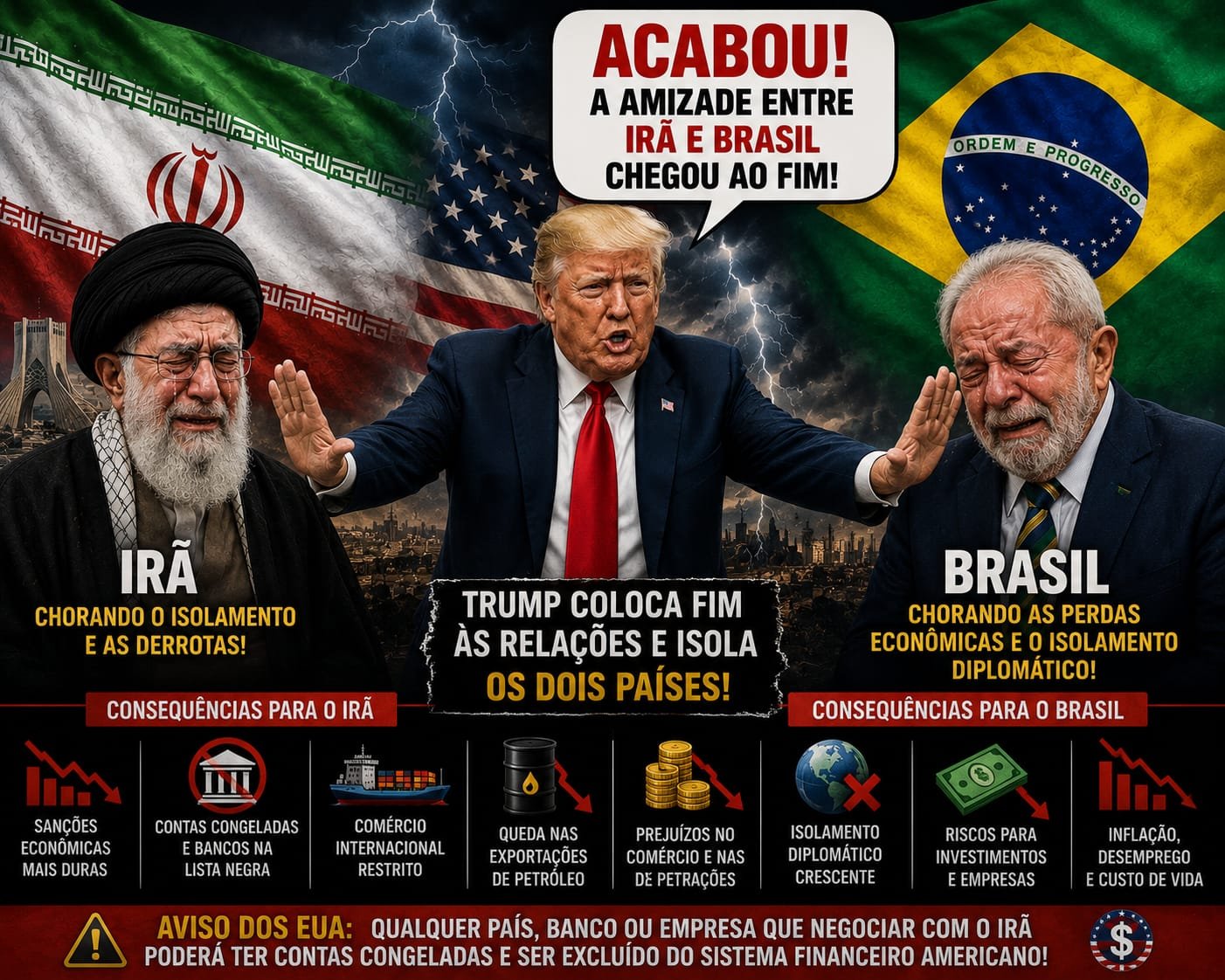 CERCO DOS EUA AO IRÃ COLOCA GOVERNO LULA SOB PRESSÃO: RELAÇÃO COM TEERÃ PODE TRAZER ALTO CUSTO ECONÔMICO AO BRASIL